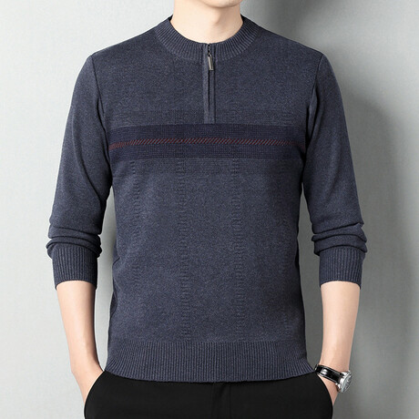 AQZS-22 //  Quarter Zip Sweaters // Blue (XS)