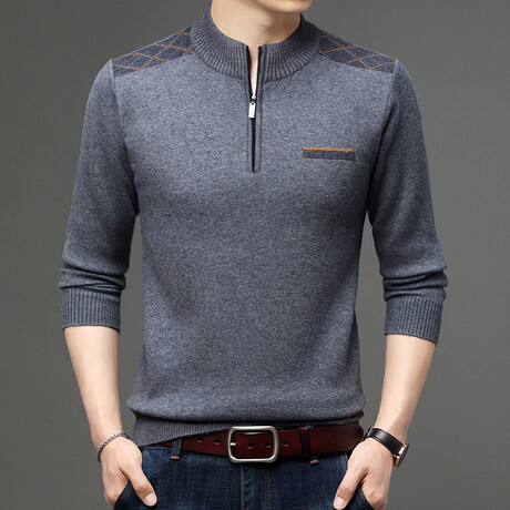 AQZS-14 //  Quarter Zip Sweaters // Gray (M)