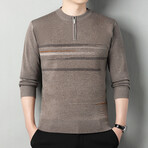 AQZS-28 //  Quarter Zip Sweaters // Beige (L)