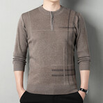 AQZS-31 //  Quarter Zip Sweaters // Tan (L)