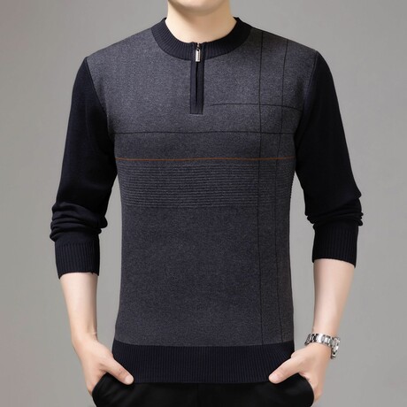 AQZS-11 //  Quarter Zip Sweaters // Dark Gray (XS)