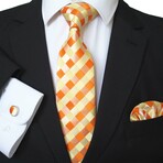 3pc Neck Tie Set + Gift Box // Multi Orange + White