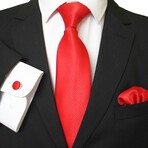 3pc Neck Tie Set + Gift Box // Solid Candy Red