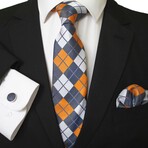 3pc Neck Tie Set + Gift Box // Blue + Orange + White