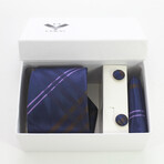 3pc Neck Tie Set + Gift Box // Blue + Pink + Brown Squares