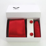 3pc Neck Tie Set + Gift Box // Solid Candy Red