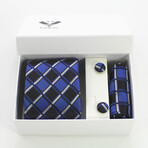 3pc Neck Tie Set + Gift Box // Indigo Blue + Black