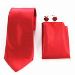 3pc Neck Tie Set + Gift Box // Solid Candy Red