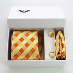 3pc Neck Tie Set + Gift Box // Multi Orange + White