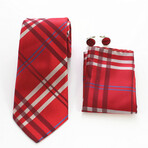 3pc Neck Tie Set + Gift Box // Candy Red + White