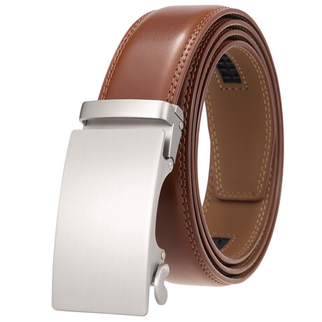Leather Belt - Automatic Buckle // Tan + Silver Buckle