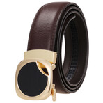 Leather Belt - Automatic Buckle // Brown + Gold & Black Buckle