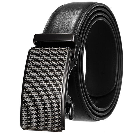 Leather Belt - Automatic Buckle // Black Patterm Biuckle