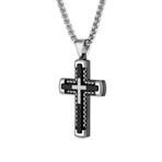 1/8Ctw Stainless Steel Diamond Cross Pendant