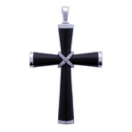0.05Ctw Stainless Steel Cross Pendant With Black Iron Plating