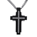 0.15Ct Stainless Steel With Black Iron Plating Cross Pendant