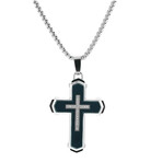 1/10Ctw Stainless Steel With Black Iron Plating Cross Pendant