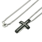 0.15Ct Stainless Steel With Black Iron Plating Cross Pendant