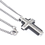 0.15Ctw Stainless Steel Cross With Black Iron Plating