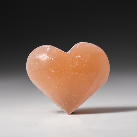 Genuine Natural Orange Selenite Crystal Heart from Morocco with a Black Velvet Pouch