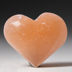 Genuine Natural Orange Selenite Crystal Heart from Morocco with a Black Velvet Pouch
