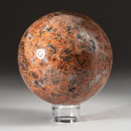 Genuine Polished Orange Moonstone Sphere with Acrylic Display Stand