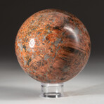 Genuine Polished Orange Moonstone Sphere with Acrylic Display Stand