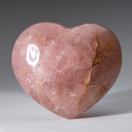 Genuine Polished Rose Quartz // Large // Heart from Brazil with a Black Velvet Pouch