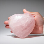 Genuine Polished Rose Quartz Heart from Brazil with Acrylic Display Stand