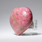 Genuine Polished Imperial Rhodonite Heart from Madagascar with Acrylic Display Stand