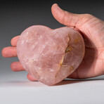 Genuine Polished Rose Quartz // Large // Heart from Brazil with a Black Velvet Pouch