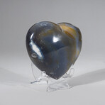 Blue Chalcedony Orca Stone Heart from Madagascar with a Black Velvet Pouch