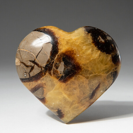 Genuine Polished Septarian Heart From Mexico with a Black Velvet Pouch // 200-300 g