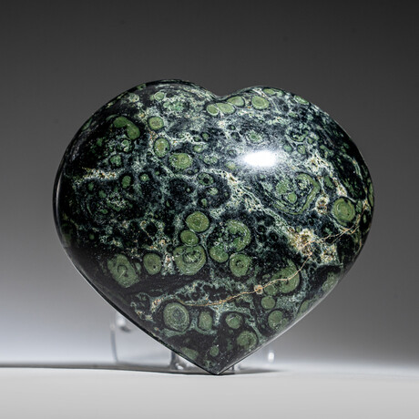 Genuine Polished Kambaba Jasper Heart with Acrylic Display Stand // 447.1 g