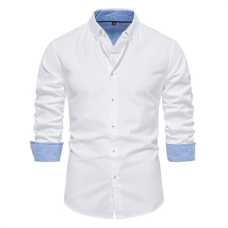 SH700-WHITE // Long Sleeve Button Up Shirt // White (XS)
