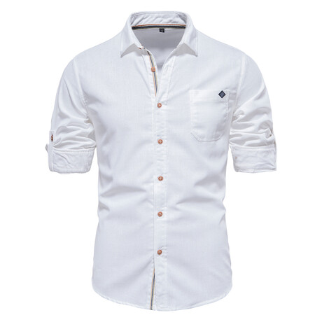 SH689-WHITE // Long Sleeve Button Up Shirt // White (XS)