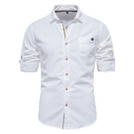 SH689-WHITE // Long Sleeve Button Up Shirt // White (M)