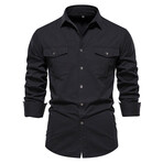 SH265-BLACK // Long Sleeve Button Up Shirt // Black (XL)