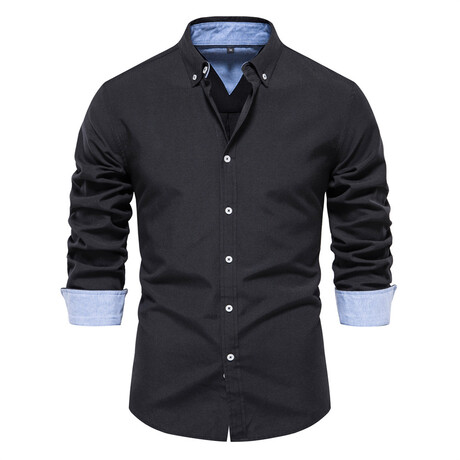 SH700-BLACK // Long Sleeve Button Up Shirt // Black (XS)