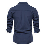 SH700-NAVY-BLUE // Long Sleeve Button Up Shirt // Navy Blue (S)