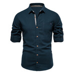 SH689-NAVY-BLUE // Long Sleeve Button Up Shirt // Navy Blue (2XL)