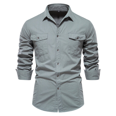 SH265-GREEN // Long Sleeve Button Up Shirt // Green (XS)