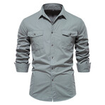 SH265-GREEN // Long Sleeve Button Up Shirt // Green (M)