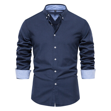 SH700-NAVY-BLUE // Long Sleeve Button Up Shirt // Navy Blue (XS)