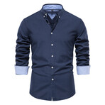 SH700-NAVY-BLUE // Long Sleeve Button Up Shirt // Navy Blue (M)