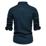 SH689-NAVY-BLUE // Long Sleeve Button Up Shirt // Navy Blue (S)