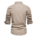 SH689-KHAKI // Corduroy Long Sleeve Button Up Shirt // Khaki (M)