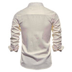 YM01A9-71-KHAKI // Long Sleeve Button Up Shirt // Khaki (L)