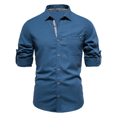 SH689-BLUE // Long Sleeve Button Up Shirt // Blue (XS)