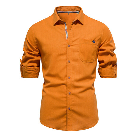 SH689-ORANGE // Long Sleeve Button Up Shirt // Orange (XS)